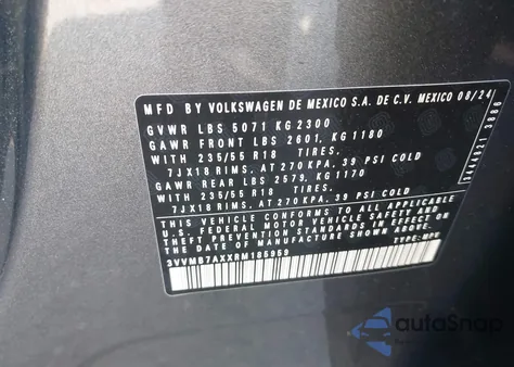 2024 Volkswagen Tiguan 2.0T Se/2.0T Wolfsburg Edition из США, поврежденный, VIN 3VVMB7AXXRM185959